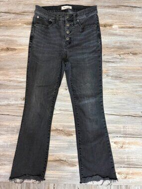 Madewell Jeans Cali Demi-Boot Ankle Jeans Size 26 Berkeley Black Faded Chewed-He